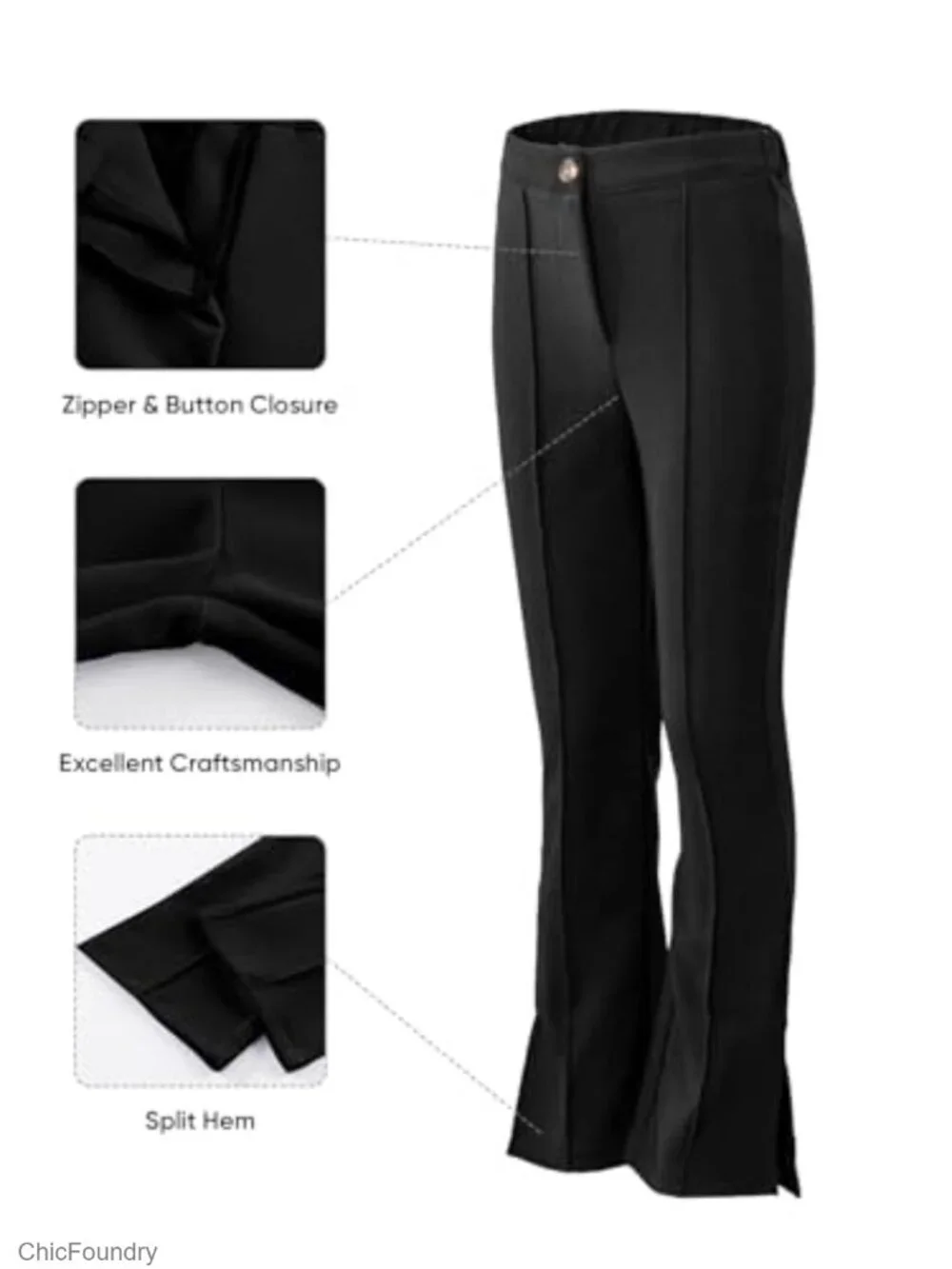 Girls Bell Bottom Pants School Uniform Flared Stretch Polyester